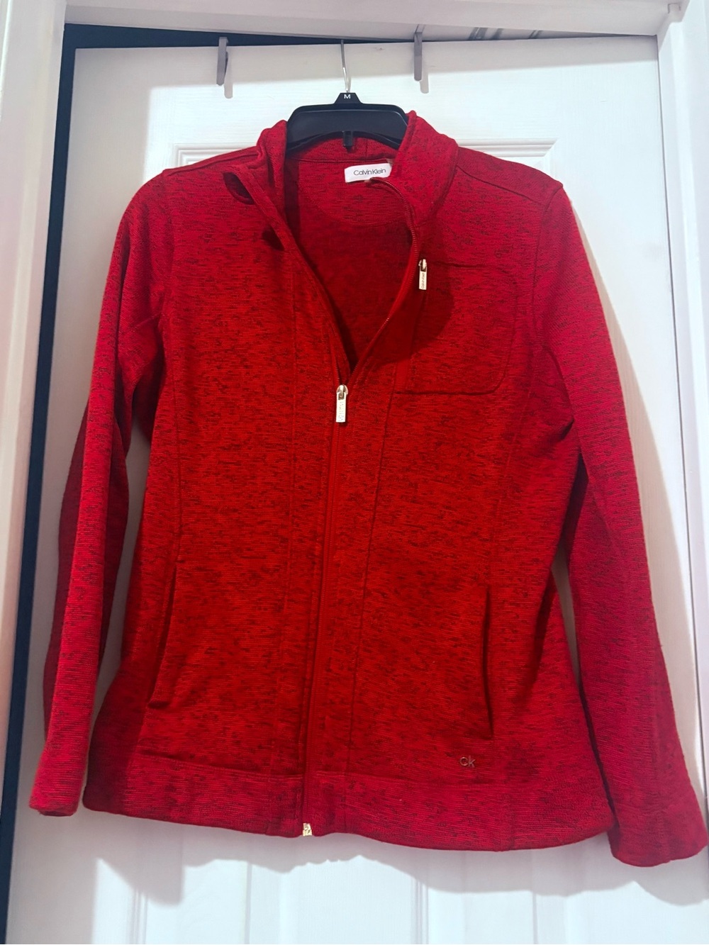 Calvin Klein Red Heather Full-Zip Bomber Jacket